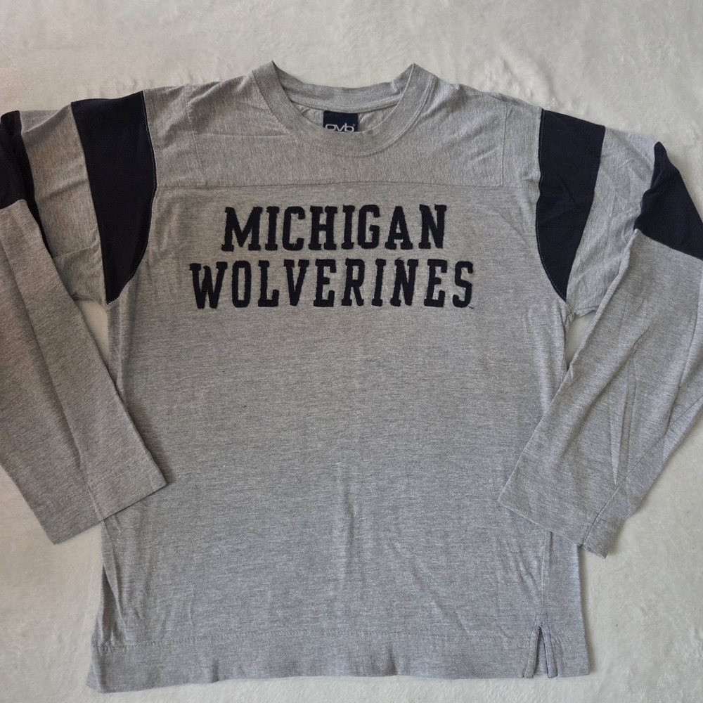 Vintage‎ Old Varsity Brand Michgan Wolverines Long Sleeve Spell Out Shirt READ